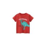 T - shirts d't enfants dinosaure cartoon  col rond et manches courtes, rouge / 140