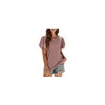 T - shirt d'été à manches courtes, décontracté, à col rond et à volants, pour femmes. , rouge soja / ... T - shirt d'été à manches courtes, décontracté, à col rond et à volants, pour femmes. , rouge soja / ...