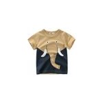 T - shirt d't  manches courtes pour garons, motif lphant de dessin anim et lion, kaki / 100cm