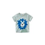 T - shirt d't  manches courtes pour garons, motif lphant de dessin anim et lion, vert / 100cm