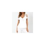T - shirt à manches courtes avec col en v, n ud et bretelles croisées pour femme, blanc / m T - shirt à manches courtes avec col en v, n ud et bretelles croisées pour femme, blanc / m