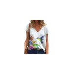 T - shirt  manches courtes imprim col v color pour femmes en t, style b / m