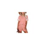 T - shirt  manches courtes ray et short d't pour femme, ensemble de 2 pices, rose / m