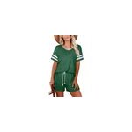 T - shirt  manches courtes ray et short d't pour femme, ensemble de 2 pices, vert / m