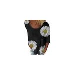 T - shirt mode dcontract  manches 3 / 4 imprim tournesol pour femmes  col rond, noir / m