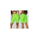 Short de yoga brillant à taille haute et élastique pour femmes, vert fluorescent / m Short de yoga brillant à taille haute et élastique pour femmes, vert fluorescent / m