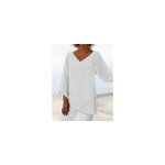 Tops col v croisé manches longues à ourlet irrégulier pour femmes, blanc / m Tops col v croisé manches longues à ourlet irrégulier pour femmes, blanc / m