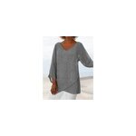 Tops col v croisé manches longues à ourlet irrégulier pour femmes, gris / m Tops col v croisé manches longues à ourlet irrégulier pour femmes, gris / m
