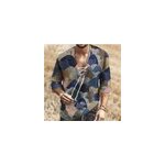 Top à col en v pour hommes, imprimé floral, avec laçage sur la poitrine et manches courtes, bleu / m Top à col en v pour hommes, imprimé floral, avec laçage sur la poitrine et manches courtes, bleu / m