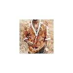 Top à col en v pour hommes, imprimé floral, avec laçage sur la poitrine et manches courtes, orange / ... Top à col en v pour hommes, imprimé floral, avec laçage sur la poitrine et manches courtes, orange / ...