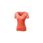 Tops de fitness yoga  manches courtes, col v, couleur unie, pour femmes, orange / m