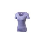 Tops de fitness yoga  manches courtes, col v, couleur unie, pour femmes, violet / m