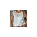 Top sexy pour femmes avec dentelle top sans manches  paules dcolletes, blanc / m