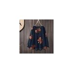Tops vintage décolleté en o, imprimé floral, décontracté et oversize pour femmes, bleu / m Tops vintage décolleté en o, imprimé floral, décontracté et oversize pour femmes, bleu / m