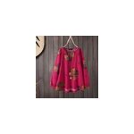 Tops vintage dcollet en o, imprim floral, dcontract et oversize pour femmes, rouge / m