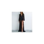 Tunique en mousseline de soie transparente pour femme - robe maxi de couverture de bikini de plage, noir ...