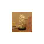 Veilleuse led galaxy rose fleur color�e artificielle rose cadeau, rose cristal / couvercle en verre