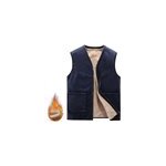 Veste d'hiver sans manches en coton cachemire pour hommes plus chauds, bleu foncé / 3xl Veste d'hiver sans manches en coton cachemire pour hommes plus chauds, bleu foncé / 3xl