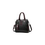 Womens vintage tassel leather handbag zipper shoulder bags (sacs � bandouli�re), noir