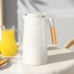 1. 0l - blanc - bouilloire a isolation thermique de grande capacit avec poigne en bois, bouteille d'eau ...