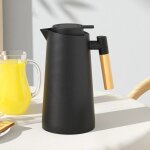 1. 0l - noir - bouilloire a isolation thermique de grande capacit avec poigne en bois, bouteille d'eau ...