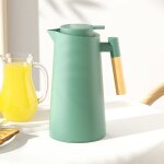 1. 0l - vert - bouilloire a isolation thermique de grande capacit avec poigne en bois, bouteille d'eau ...