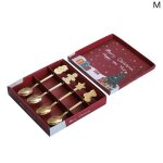 1 / 4pcs cuill�res a dessert de no�l bonhomme de neige chaussure couverts cuill�re bo�te de cadeau de ...