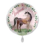 1 ballon d�coratif rond - cheval  joyeux anniversaire  en alu � gonfler h�lium env 43 cm