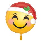 1 ballon d�coratif rond smiley emoticone avec chapeau du p�re no�l - en alu � gonfler h�lium env 43 cm ...