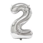 1 ballon g�ant f�te anniversaire argent chiffre 2 de 88 cm ref / balmcg02