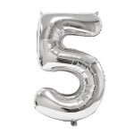 1 ballon g�ant f�te anniversaire argent chiffre 5 de 88 cm ref / balmcg05