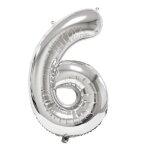 1 ballon g�ant f�te anniversaire argent chiffre 6 de 88 cm ref / balmcg06