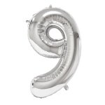 1 ballon g�ant f�te anniversaire argent chiffre 9 de 88 cm ref / balmcg09