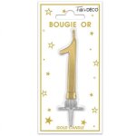 1 bougie chiffre 1 dor� or m�tallique pour g�teau f�te anniversaire ref / bmcor01