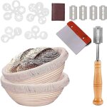 1 ensemble pain banneton panier d'preuvage, 10 pouces bol de cuisson kit pour levain avec grattoir a ...