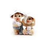 Figurine resine jumeaux chapeau bateau 5. 1cm