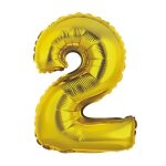 1 grand ballon 88cm aluminium dor� or m�tallis� chiffre 2 pour f�te anniversaire ref / balmcgor02