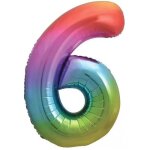 1 grand ballon 88cm multicolore aluminium chiffre 6 pour d�coration f�te anniversaire ref / balmcgm06 ...