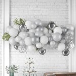 1 kit dcoration 50 ballons en nuage argent et blanc ref / 22766 (feuilles non incluses)