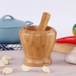 1 * presse a ail en bambou, pot, bol sur socle, broyeur de mortier et de pilon, broyeur, outil de cuisine ... 1 * presse a ail en bambou, pot, bol sur socle, broyeur de mortier et de pilon, broyeur, outil de cuisine ...