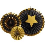 1 set de 3 rosaces � suspendre pour d�coration en noir et dor� or ref / 22844