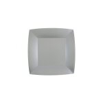 10 assiettes carton bio carrees 18cm argent