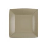10 assiettes carton bio carrees 23cm taupe