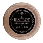 Lot de 10 assiettes en carton  bistrot  18cm naturel