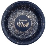 10 assiettes carton scintillantes nol 23cm bleu