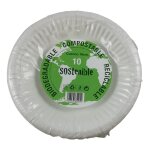 10 assiettes en papier carton ecologique biod�gradable blanches - 19 cm