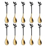 10 pcs cuillre a caf feuille d'acier inoxydable cuillre a gteau de caf cuillres a dessert, en remuant ...