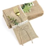 10 pièces, sac en toile de jute dentelle, sac a couverts en toile de jute dentelle, sac a couteaux pour ... 10 pièces, sac en toile de jute dentelle, sac a couverts en toile de jute dentelle, sac a couteaux pour ...