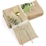 10 pièces, sac en toile de jute dentelle, sac a couverts en toile de jute dentelle, sac a couteaux pour ... 10 pièces, sac en toile de jute dentelle, sac a couverts en toile de jute dentelle, sac a couteaux pour ...