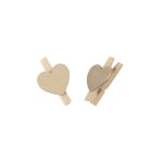 10 pinces bois motif c�ur 2. 6x1. 7cm champagne